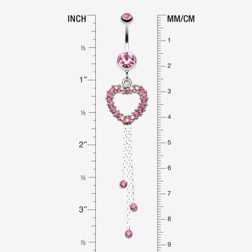 Detail View 1 of Classy Heart Cascading Belly Button Ring-Light Pink